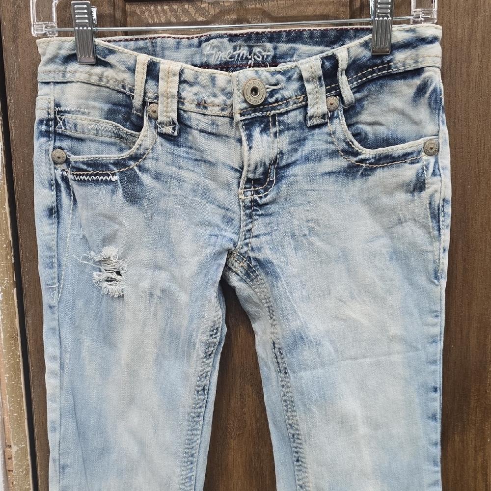 Amethyst Jeans Light Blue Distressed Skinny Jeans - Picture 3 of 8